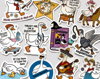 Funny Goose Sticker Pack, 12 Silly Goose Meme Stickers for Laptop Water-Bottle Kindle, Best Friend Gift