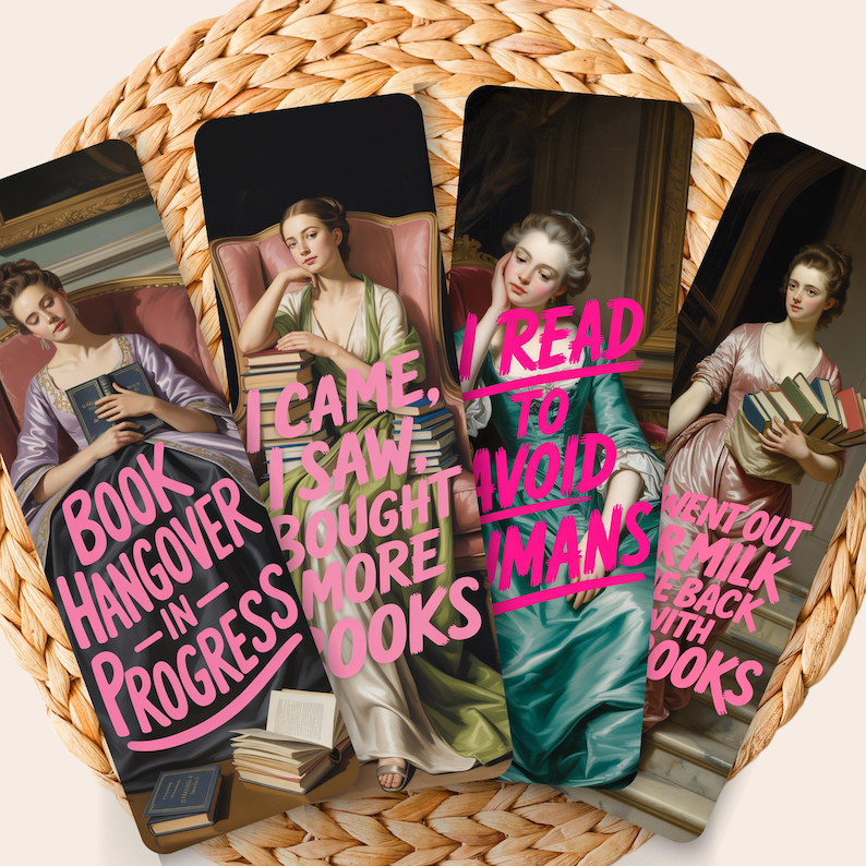 Funny Vintage Bookmarks, Sarcastic Quotes Bookmark Set, Reading Humor Bookish Gift, Vintage Painting Aesthetic Double-Sided Glossy Bookmarks