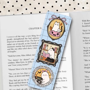 Cute Halloween Bookmarks, Ghost Pumpkin Bow Frames Bookmark Set, Spooky Bookish Gift, Coquette Girly Aesthetic Double-Sided Glossy Bookmarks