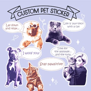 Сustom Pet Portrait Stickers, Personalized Pet Stickers, Vinyl Dog Face Photo Drawing, Turn Your Pet Photo into Sticker - Water Resistant