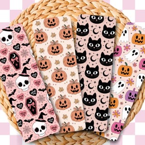 Cute pumpkin and ghost themed bookmarks for Halloween reading lovers
