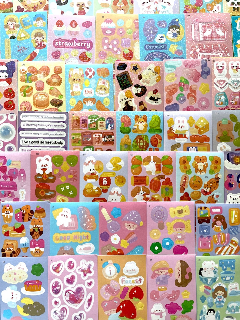 Deco Mini Sticker Sheets, Kawaii Aesthetic Stickers, Cute Korean Stickers, Polco Deco Random Stickers for Kpop Photocard, Toploader, Planner