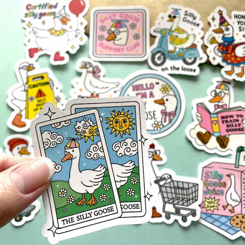 Silly Goose Stickers, 12 PCs “Just a Silly Goose” Funny Meme Stickers, Water-Resistant Stickers, Silly Goose On The Loose, Best Friend Gift image 5