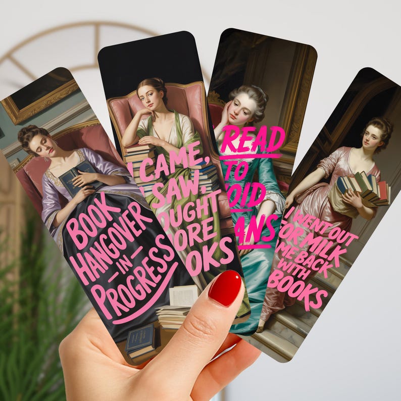 Funny Vintage Bookmarks, Sarcastic Quotes Bookmark Set, Reading Humor Bookish Gift, Vintage Painting Aesthetic Double-Sided Glossy Bookmarks
