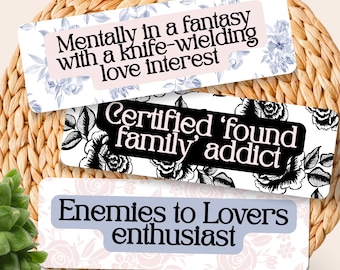 Romance Troupe Bookmarks, BookTok Floral Bookmark, Enemies To Lovers, Fantasy Reader Bookish Gift, Girly Aesthetic, Double-Sided