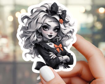 Zombie Girl Sticker, Cute Halloween Waterproof Sticker, Gothic Sticker, Spooky Horror Decal For Water Bottle Laptop, Creepy Goth Doll