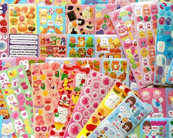 Deco Mini Sticker Sheets, Kawaii Aesthetic Stickers, Cute Korean Stickers, Polco Deco Random Stickers for Kpop Photocard, Toploader, Planner