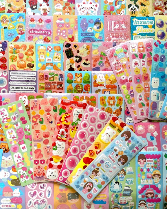Deco Mini Sticker Sheets, Kawaii Aesthetic Stickers, Cute Korean Stickers, Polco Deco Random Stickers for Kpop Photocard, Toploader, Planner