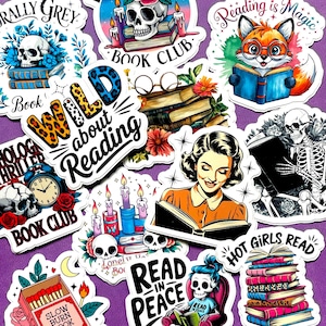Reading Stickers, Funny Bookish Stickers, Book Sticker Pack, Bookish Reader Themed Stickers Vinyl Stickers for Kindle, Laptop, Water Bottle