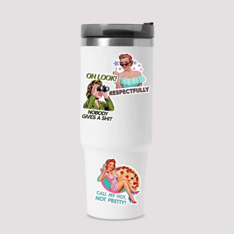 Sassy Housewife Stickers, Funny Retro 50's House Wife Vinyl Stickers, Sarcastic Woman Adult Humor Stickers for Laptop, Water Bottle, Kindle