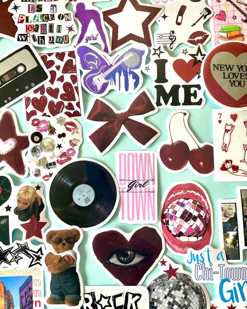 50 Pcs Downtown Girl Stickers, Pinterest Aesthetic Sticker Pack, Rock ...