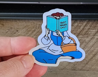 Sticker vinyle imperméable : Belle Reading « Fairy Tales Smut » – Sticker plastifié 3 pouces
