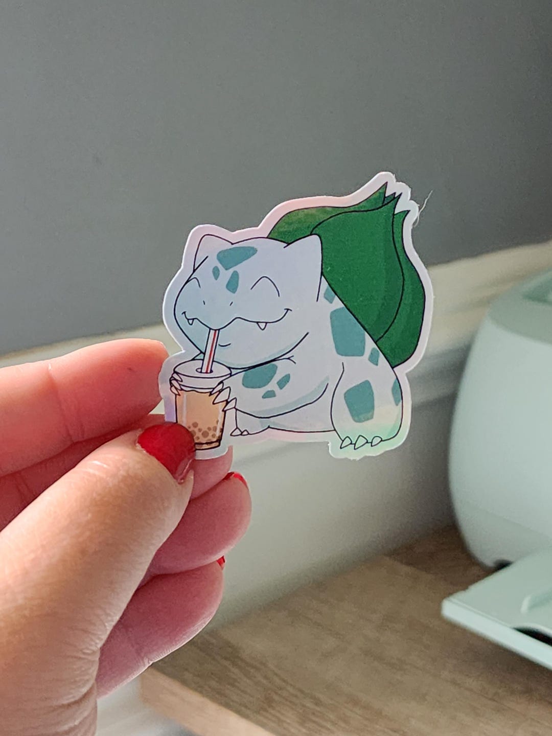 Bulbasaur Boba Tea Sticker | Waterproof Vinyl Decal - Etsy