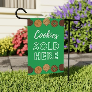 Girl Scout Cookies Sold Here - Garden & House Banner, Premium Print on Durable Fabric, Announce Your Treats, Perfect Gift for Cookie Lovers