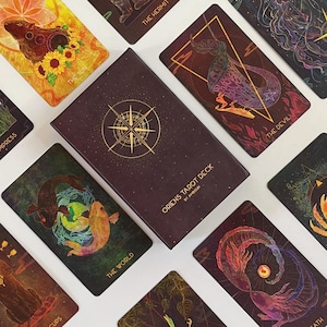 Oriens Tarot Mini / Ambi Sun Kickstarter / Baraja de Tarot Animal / Bordes holográficos / Cartas de Tarot Independientes / Guía de tapa dura incluida