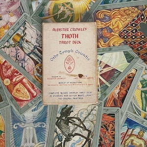 Baraja de Tarot Thoth 1983 – Aleister Crowley – Edición Greenie Grande – Caja Blanca C – US Games – Tarot Vintage raro, fuera de catálogo, verde oscuro