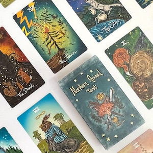 Nordtier-Tarot | Auflage 3 | Indie Tier Tarot Deck | Wilder Herzen Studio | Neu & versiegelt | Zusätzliche Orakelkarten sind enthalten