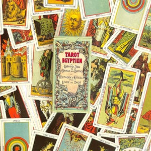 Tarot Égyptien Grand Etteilla Tarot / Oracle des Dames Deck / Dusserre Paris / Tarot Francés Vintage / Baraja de Tarot Vintage Rara