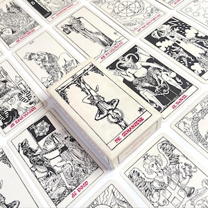 Tarot Bert Bakker Dutch Rider Waite Smith vintage de 1971, blanco y negro, baraja completa de 78 cartas + 2 cartas en blanco, caja original, rara, fuera de stock