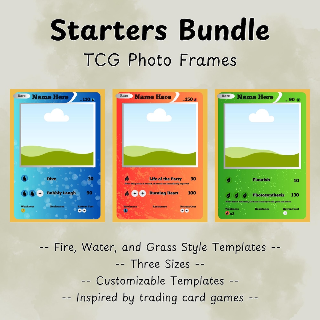 Customizable Program Frames Customizable Photo Frames Bundle, Trading Card Game, Fire Style, Water ...