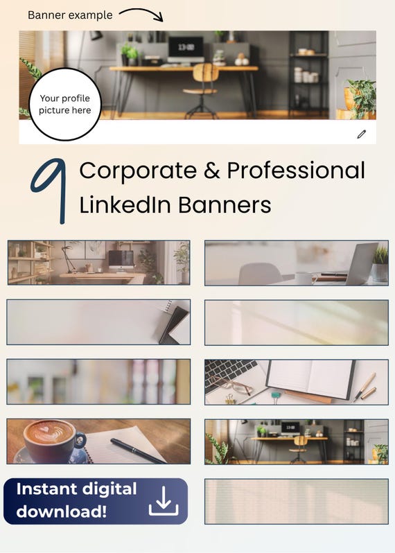 Professional LinkedIn Banner Bundle: Minimalist Corporate Design (Digital Download)