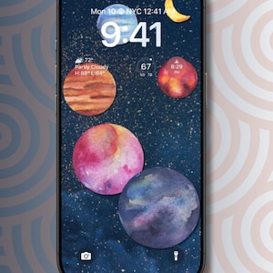 Space Collage Phone Wallpaper: Galaxy Planets (Digital Download)