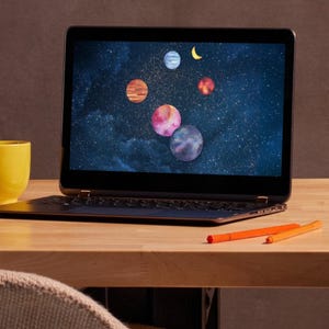 Stars and Planets Background for Computer or iPad | Space Wallpaper | Mixed Media Computer Background | Night Sky Art | Galaxy Wallpaper