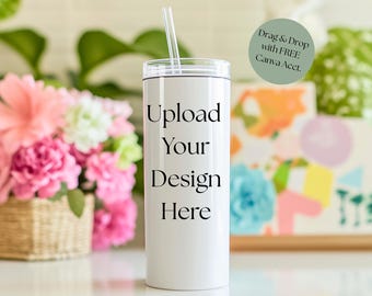 20oz Skinny Tumbler Mockup: Drag & Drop Canva Template (Digital Download)