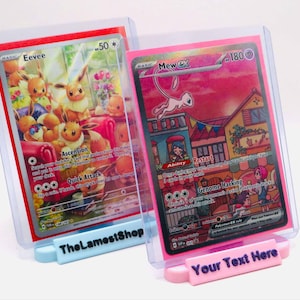 Suportes para cartas impressos em 3D personalizáveis para Pokémon e cards colecionáveis, texto personalizado e design multicolorido