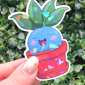 Holo Plant Buddy Sticker – Potted Oddish-Inspired Cutie