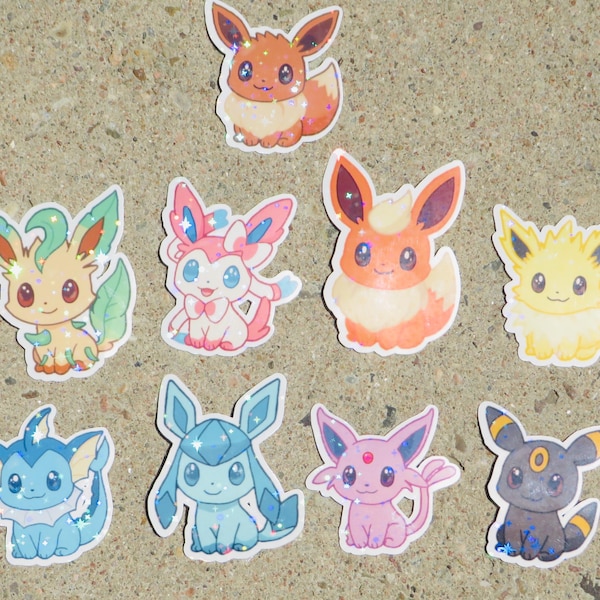 Sparkly Eeveelution Holographic Stickers