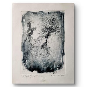 Dry Needling Graphic painting, Drypoint Original art, Graphics Drypoint, Illustration, handprinted, Home Wall Decor, Original, Gift, Love