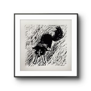 Handmade Linocut Dog Print, Graphic Painting Home Decor, Graphics Linoprint, Linogravure Original Dog Art, Gift for dog lovers, Handprinted