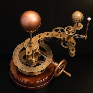 Handmade Tellurion Orrery – Rotating Earth & Moon Gear Model | Celestial Solar System Decor And Astronomy Gift