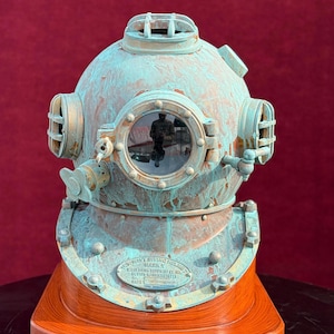 Vintage Grüner US Navy Taucherhelm | Marine Mark V Taucherhelm Replika | Nautischer Taucherhelm für Deko oder Geschenk