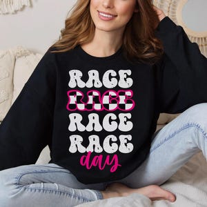 Race Day Sweatshirt, Pink Checkered Race Sweater, Race Day, Race Sweatshirt, Gifts for Racing Wife, Race Mom, Race Day Shirt, Bmx Mama Shirt