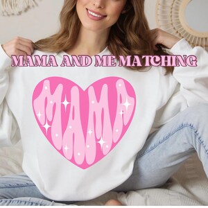 Pink Mama Heart Sweatshirt, Mama Sweatshirt with Heart, Gifts for Mom, Mamas Mini Sweater, Mother’s Day Gift, Mama Shirt, Matching Sweaters