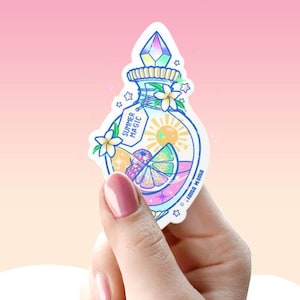 Potion magique d'été Fleurs fruitières | Sticker Premium Imperméable | Objets de collection | Série de potions en bouteille | Sticker coupe baiser #1031