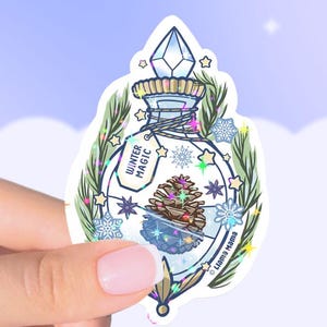 Winter Magic Potion Pinecone Stars Snowflakes | Vinyl Sticker Waterproof | Collectable | Bottle Potions Series | Holiday Sticker #1030