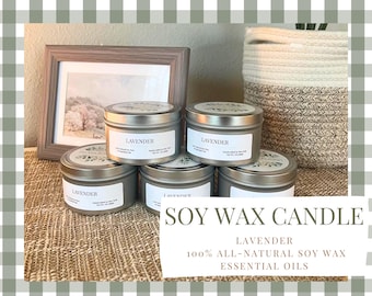 Lavender Soy Wax Candle | Handcrafted, Essential Oils, Calming Scent
