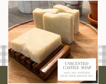 Unscented Goat Milk Castile Soap Bar | All-Natural, Gentle & Moisturizing Handmade Soap