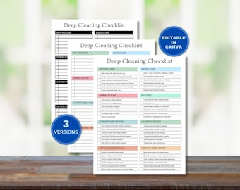 Editable Cleaning Planner, Cleaning Checklist, Chore list, Cleaning Schedule, Adult Chore Chart, Weekly Schedule, Deep Cleaning, Household