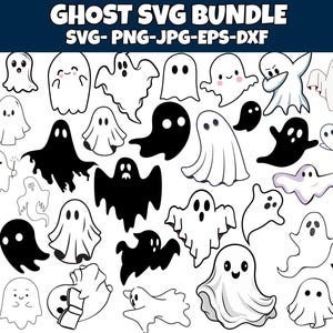 Ghost bundle svg, Ghost Svg, Halloween Svg, Cute Ghost Svg, Ghost Clipart, Halloween Clipart, Ghost Files For Cricut, Ghost Silhouette