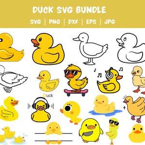 Duck Svg Bundle, Duck Clipart, Duck Cut File, Duck Png, Rubber Duck Clipart, Yellow Duck Svg, Cute Duck Svg, Svg Files For Cricut, Duck DXF