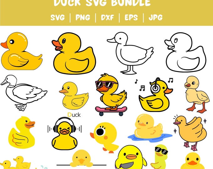 Ente SVG-Bundle, Ente Clipart, Ente Schnitt-Datei, Ente Png, Gummiente ...