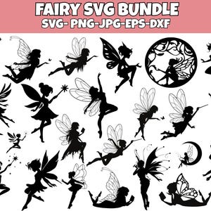 Fairy Silhouette Bundle SVG, Fairy Silhouette SVG, Fairy Clipart, Fairy Cricut, Fairy Vector, Fairies Svg, Digital Download, Fairy SVG