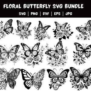 Butterfly Svg\ Floral butterfly svg\ Butterfly flower svg\ Butterfly svg file\ Floral butterfly svg\ Cutting file Cricut Silhouette
