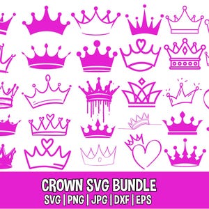 Royal Crown SVG, DXF, PNG, Pdf, Eps, Princess Tiara, Queen Crowns, Kings Crown, 60+ Vector Silhouette Machine & Laser Cut Template Files