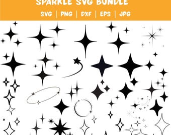 Sparkle Star SVG Bundle: Twinkle Clipart, Cut Files (Digital Download)