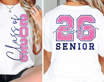 Senior Class of 2026 Shirt, Retro Twenty 26, Front Back Senior Tee, Graduation Gift for High School Seniors, Graduation 2026 Shirt